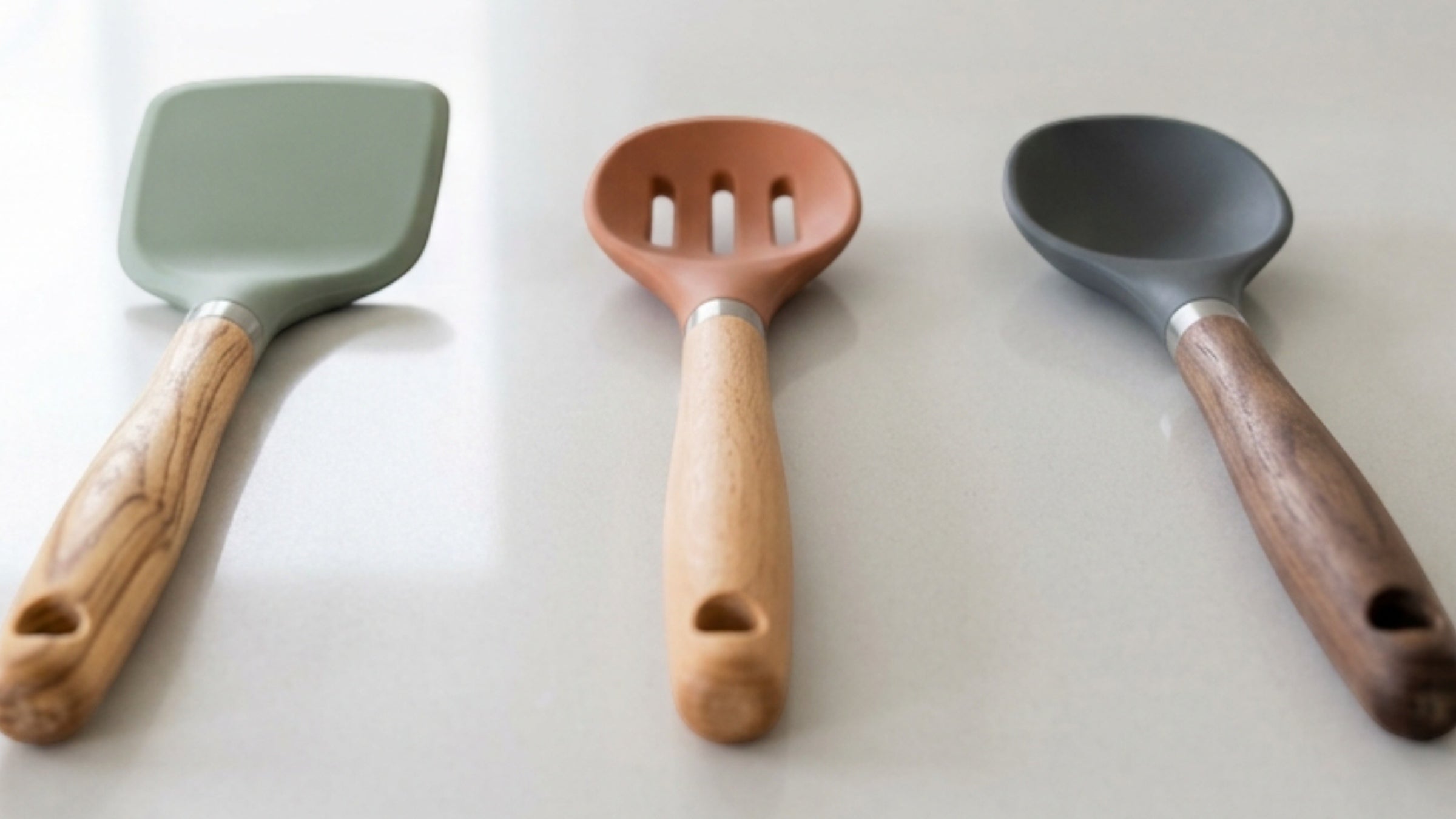 Kpvxg Wood-Handled Silicone Spatulas and Spoons